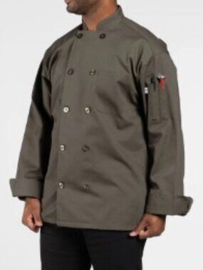 Uncommon Chef Orleans 488 Unisex Customizable Long Sleeve Chef Coat Olive